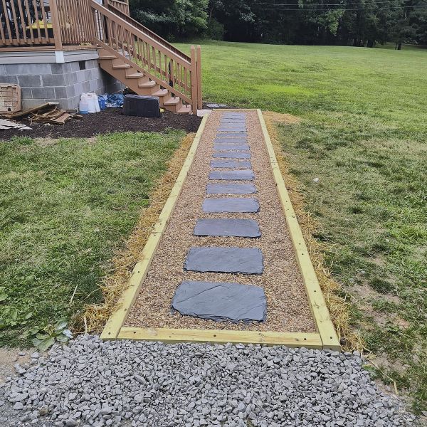 Wood Bordered Section With Sand In The Middle Of It Is Built Possibly For Unique Seeding In A Lawn Full Of Grass With A House