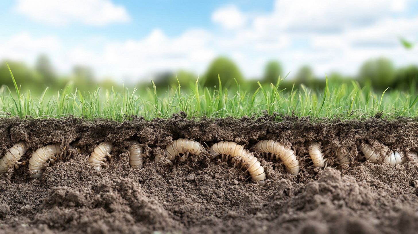 Cutaway View Of Grubs In The Soil