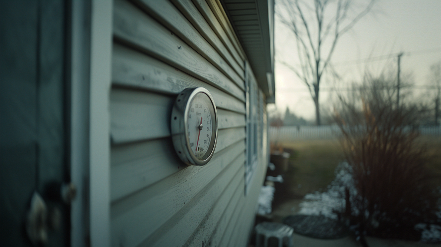 Thermometer Showing Cold Temperature On Side Of House